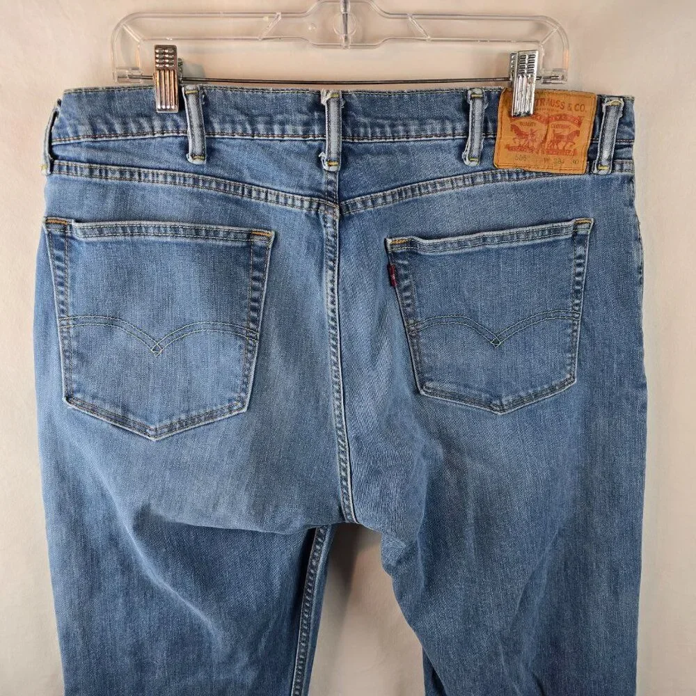 Levi’s 505 Jeans Mens 38x30 Blue Denim Straight Leg Regular Medium Wash Stretch